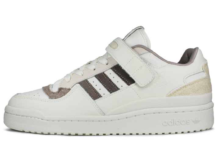 Кроссовки Adidas Forum 84 Low White Cream Brown  белые, кожаные