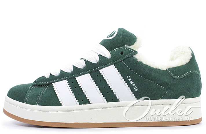 Кроссовки Adidas Campus 00s Winter Dark Green White  зеленые