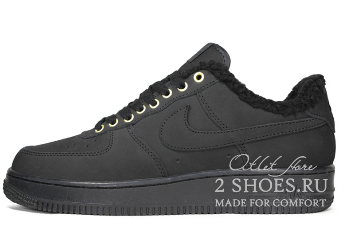 Кроссовки Nike Air Force 1 Low Winter Black Nubuck  черные