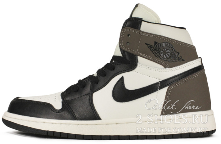 Кроссовки Nike Air Jordan 1 High Winter Dark Mocha  белые, черные, кожаные