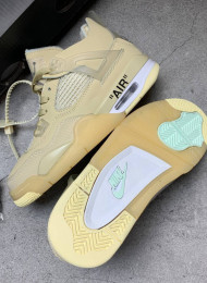 Кроссовки Nike Air Jordan 4 (IV) Off White Sail живое фото 3
