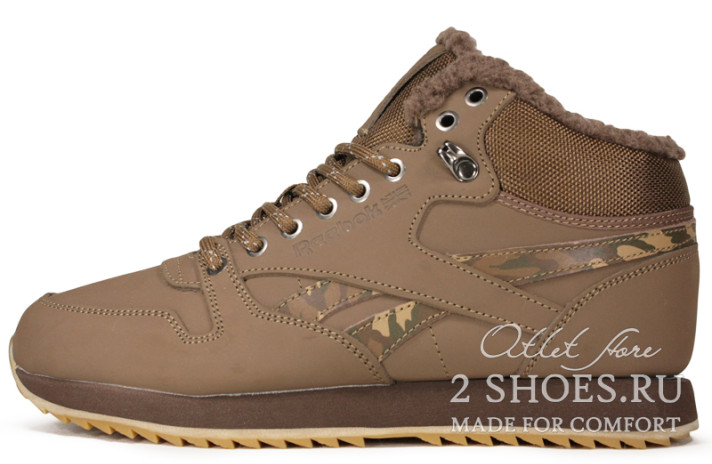 Кроссовки Reebok Mid Ripple Winter Brown  коричневые